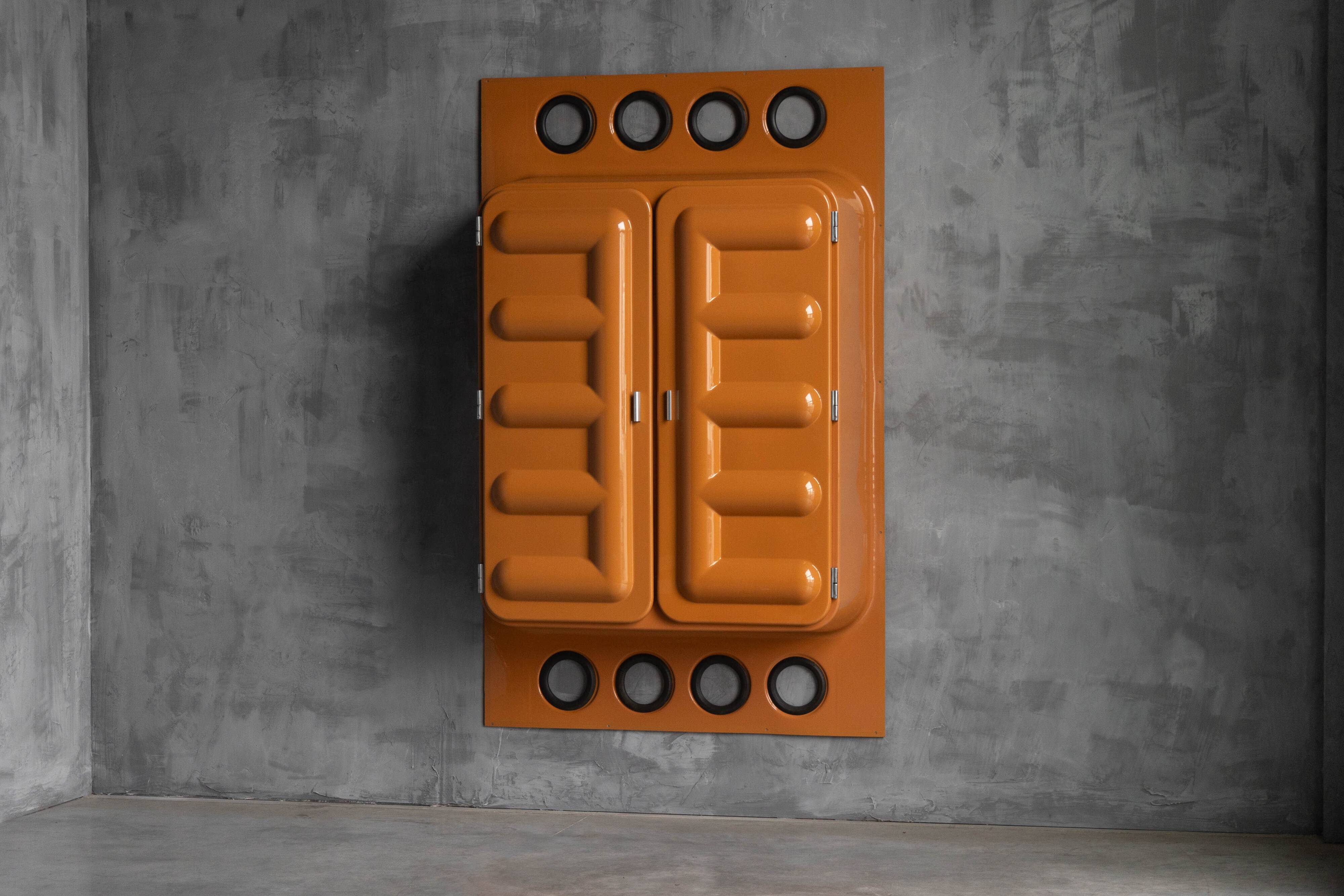 Edition Somop Wardrobe in Orange Molded Plastic, France, 1970s
