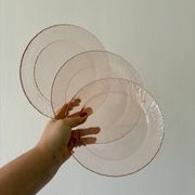 Set of 6 vintage Arcoroc rosaline dessert plates