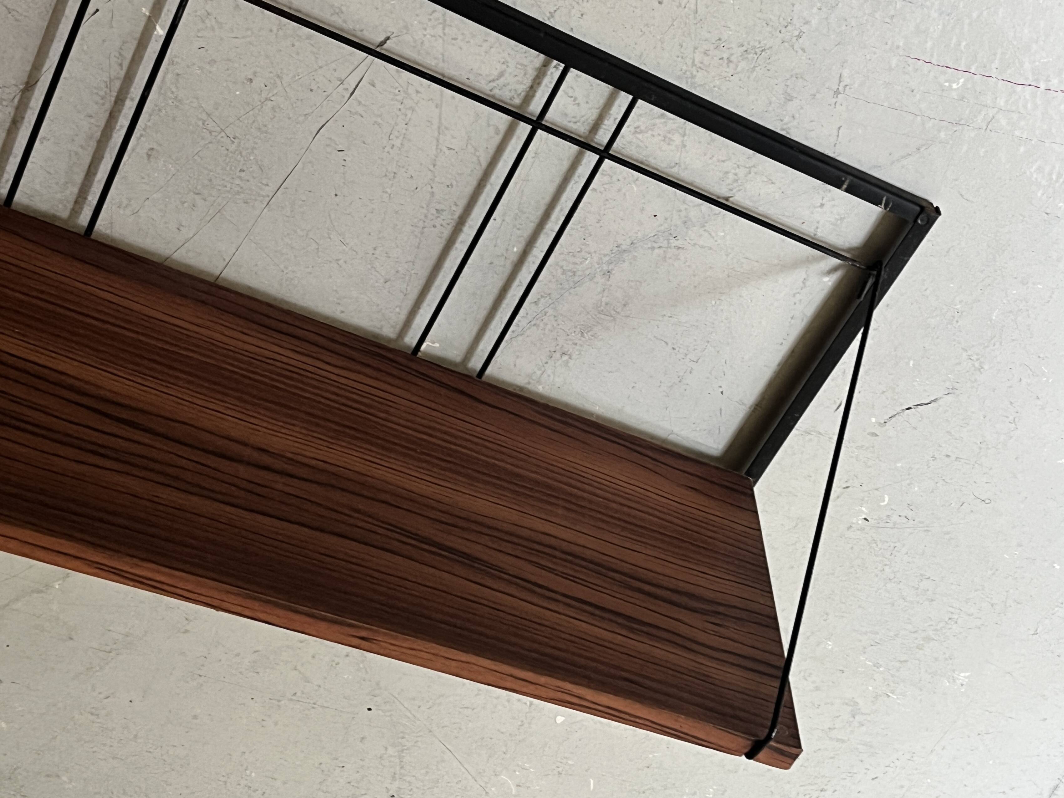 wooden and metal wall shelf, 1970s design