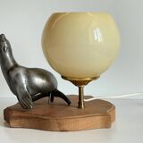 Art Deco Sea Lion blown glass lamp