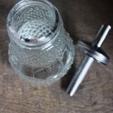Vintage sugar bowl in chiseled glass Metal pourer