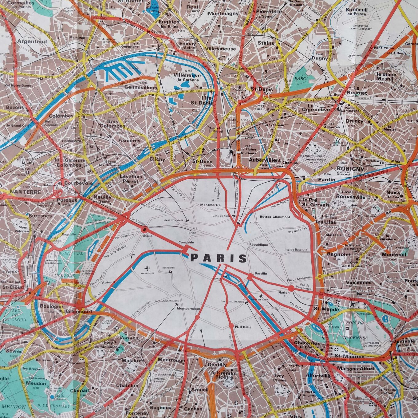 Carte ancienne Paris banlieue 74x55cm édition A. Leconte 1970 Selency Carte ancienne Paris banlieue 74x55cm édition A. Leconte 1970 Selency