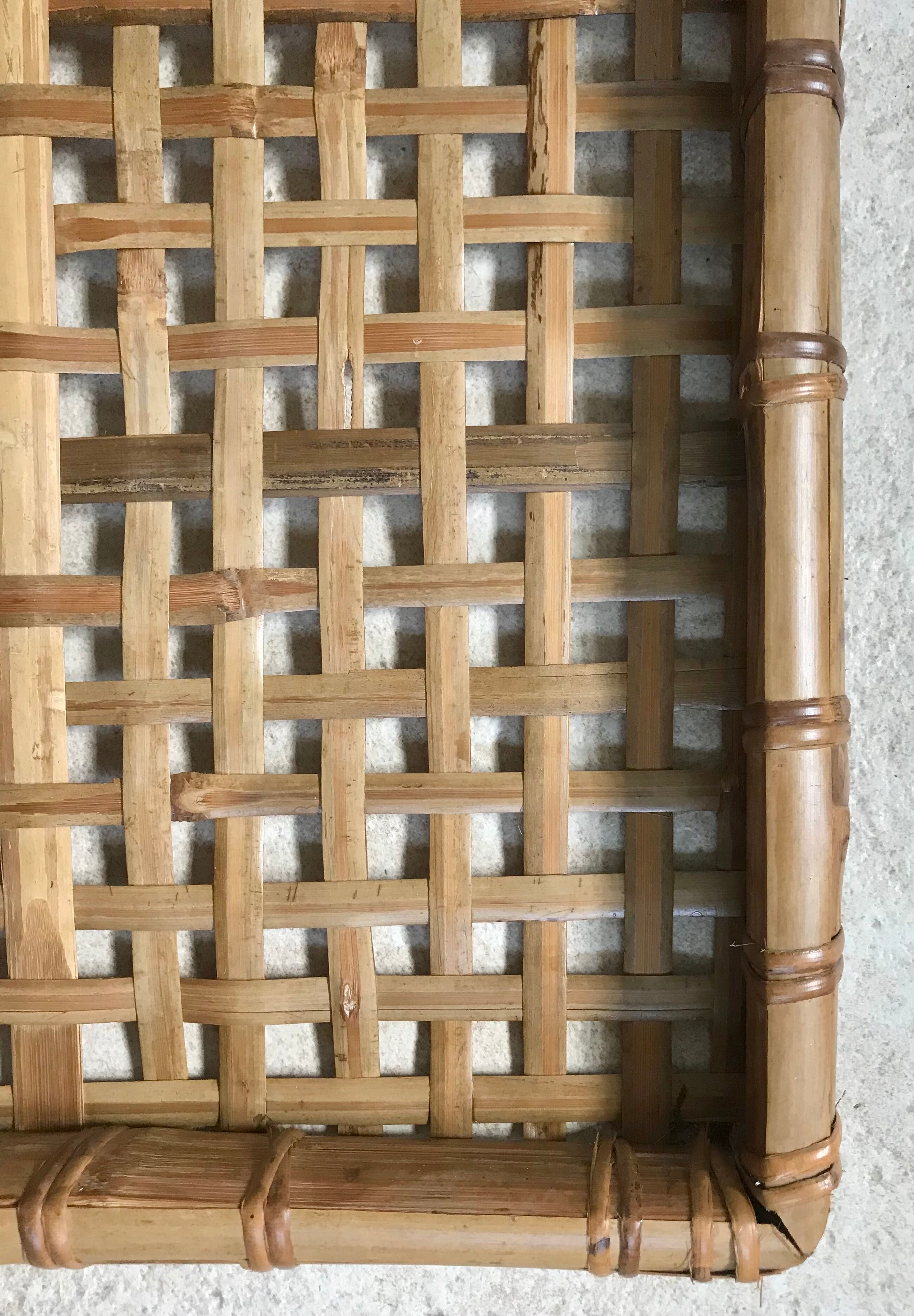 Plateau rotin et bambou  vintage 45X45cm
