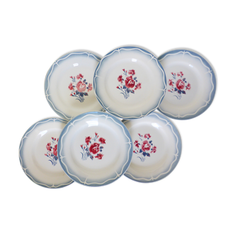 6 flat plates of Digoin Sarreguemines model Nina Rosa 210404