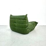 Togo lounge chair in forest green leather attributed to Michel Ducaroy for Ligne Roset