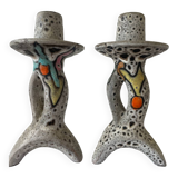 Pair of candlesticks Vallauris by Marius Bessone