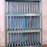 Ancienne étagère - bibliothèque en teck birman patine bleue d'origine