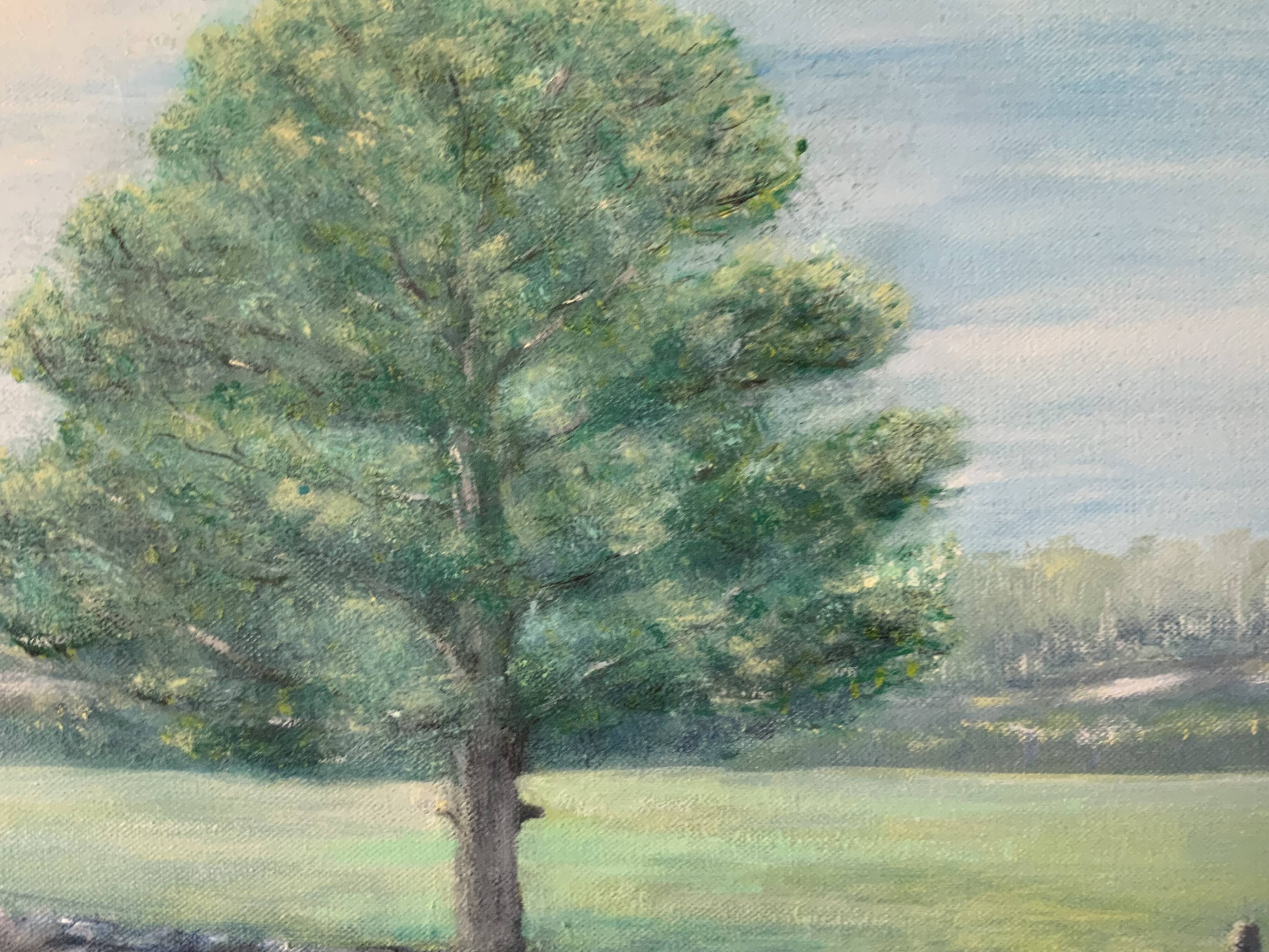 Vintage Original Oil On Canvas Painting Rural Landscape  1995