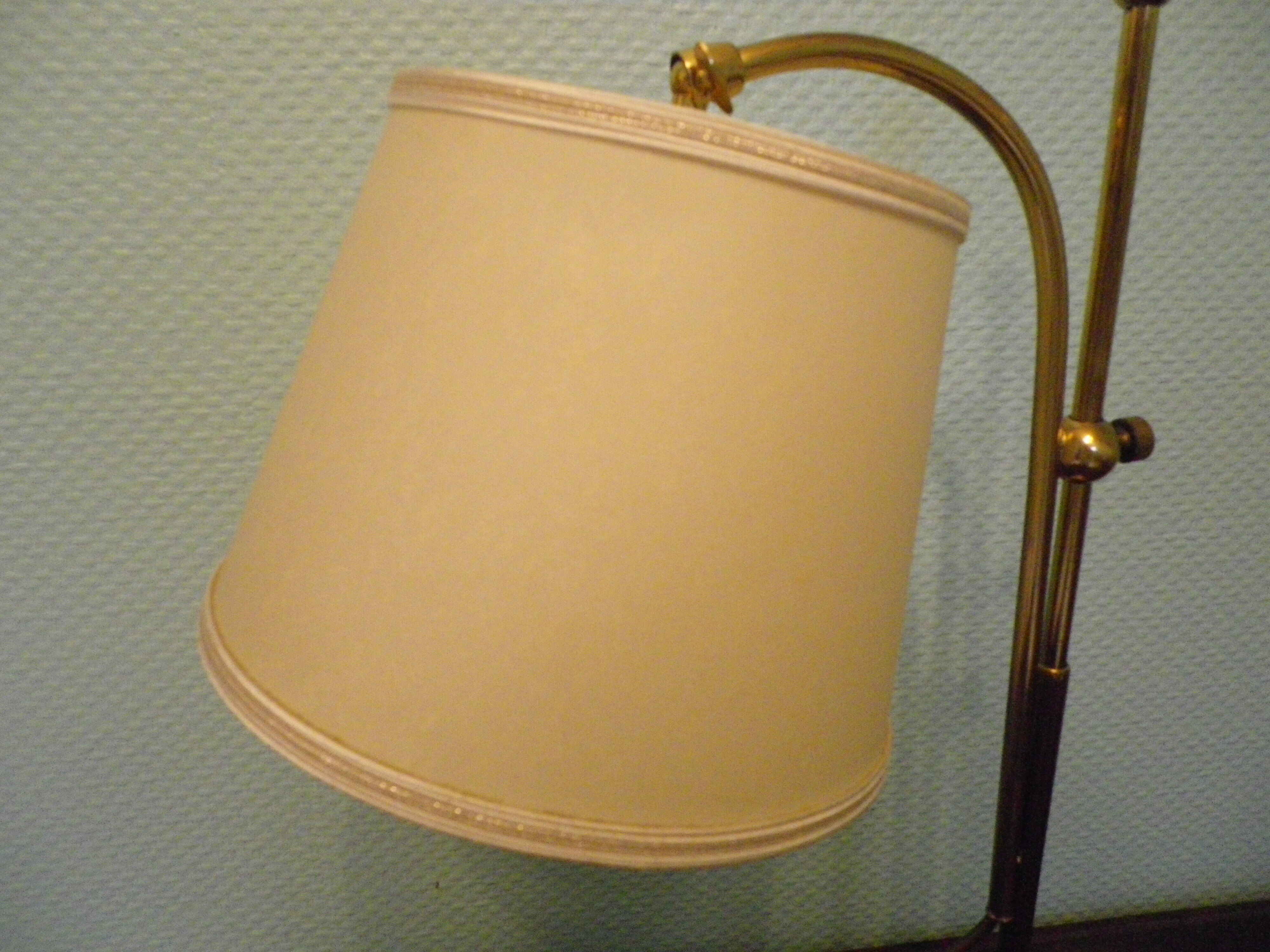 Reclining table lamp by Koch & Lowy for OMI, brass, metal, fabric - Germany - 60s/70s