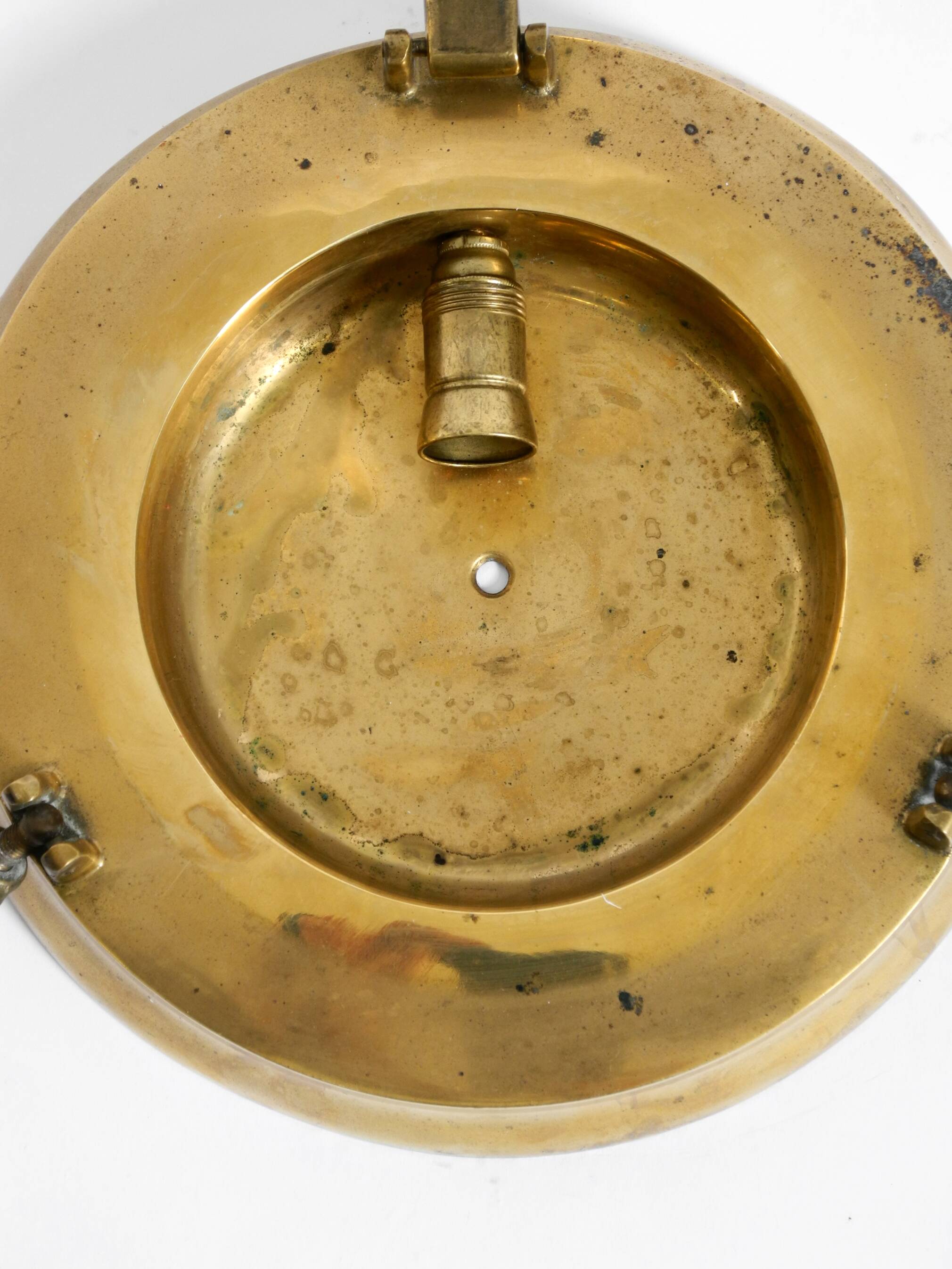 A pair of large, heavy 50s maritime ship wall lamps made of brass and glass