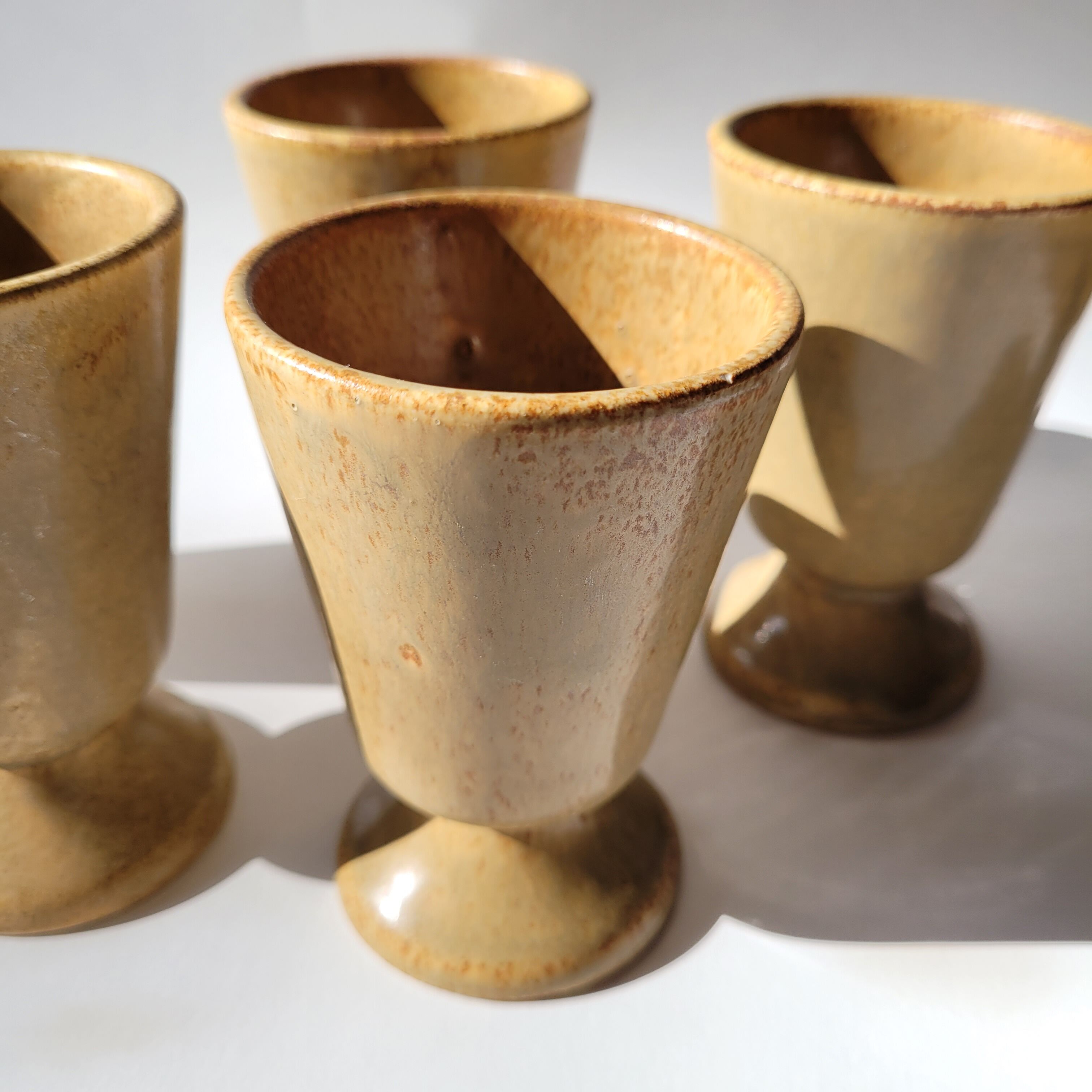 Set of 5 small mazagrans / stoneware coffee cups