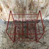 Old Orange Metal Wire Bottle Rack Shelf 15 Slots Vintage #A636