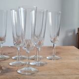 Chiseled crystal champagne flutes