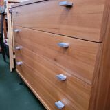 Solid wood chest of drawers with chrome legs from the 1970s.
