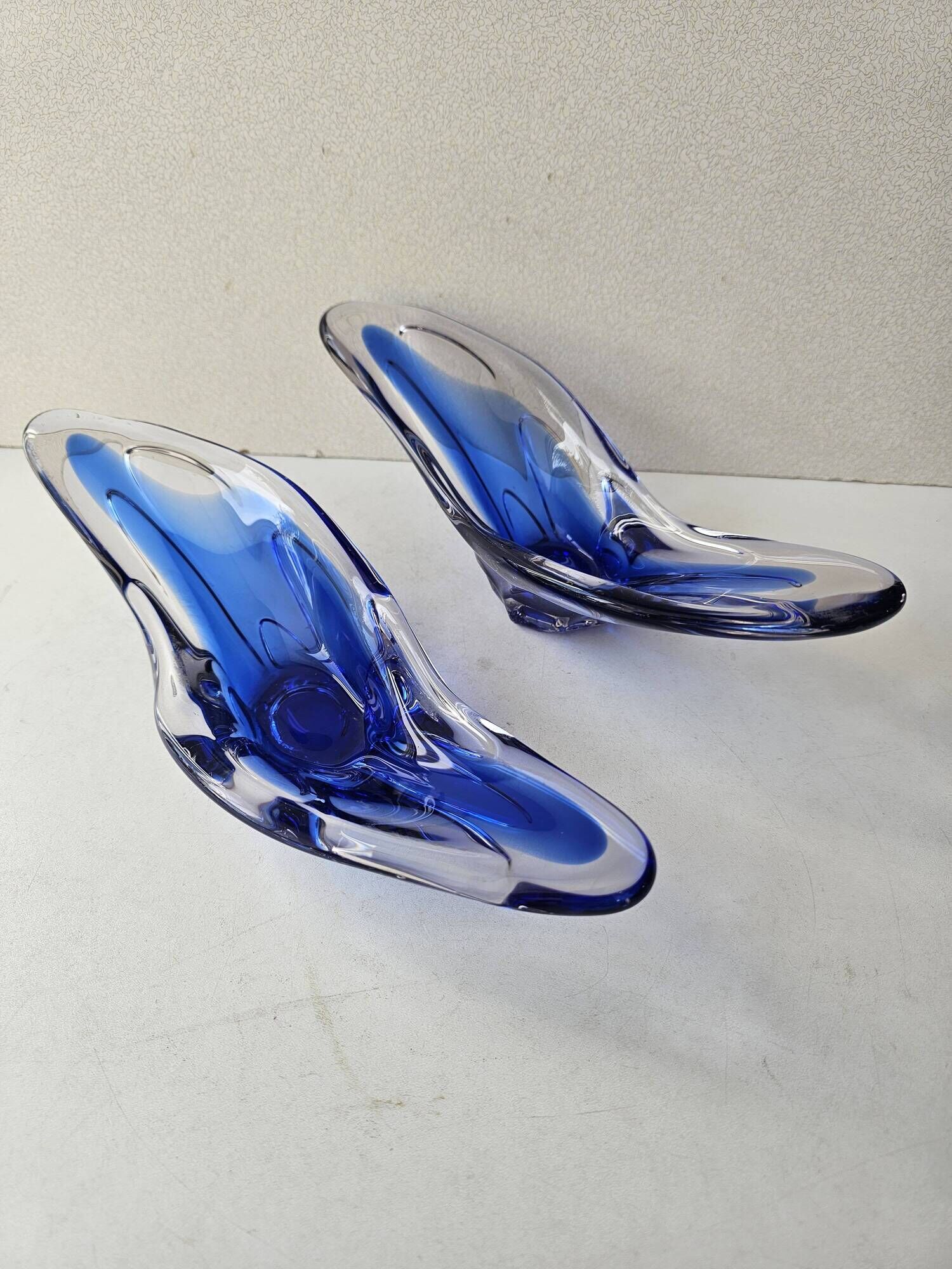 Set of 2 blue glass bowls in the style of Murano - Handmade