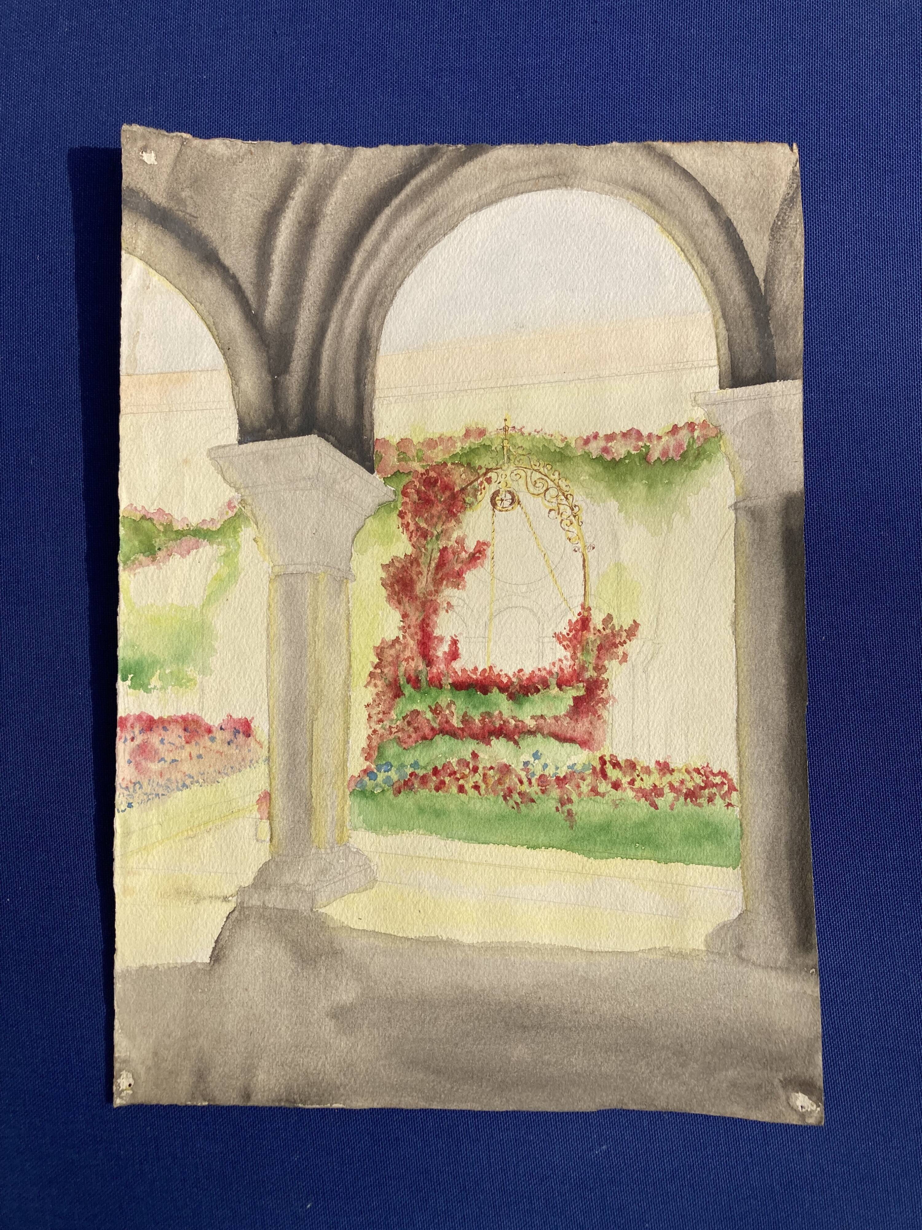 Aquarelle vintage au puits