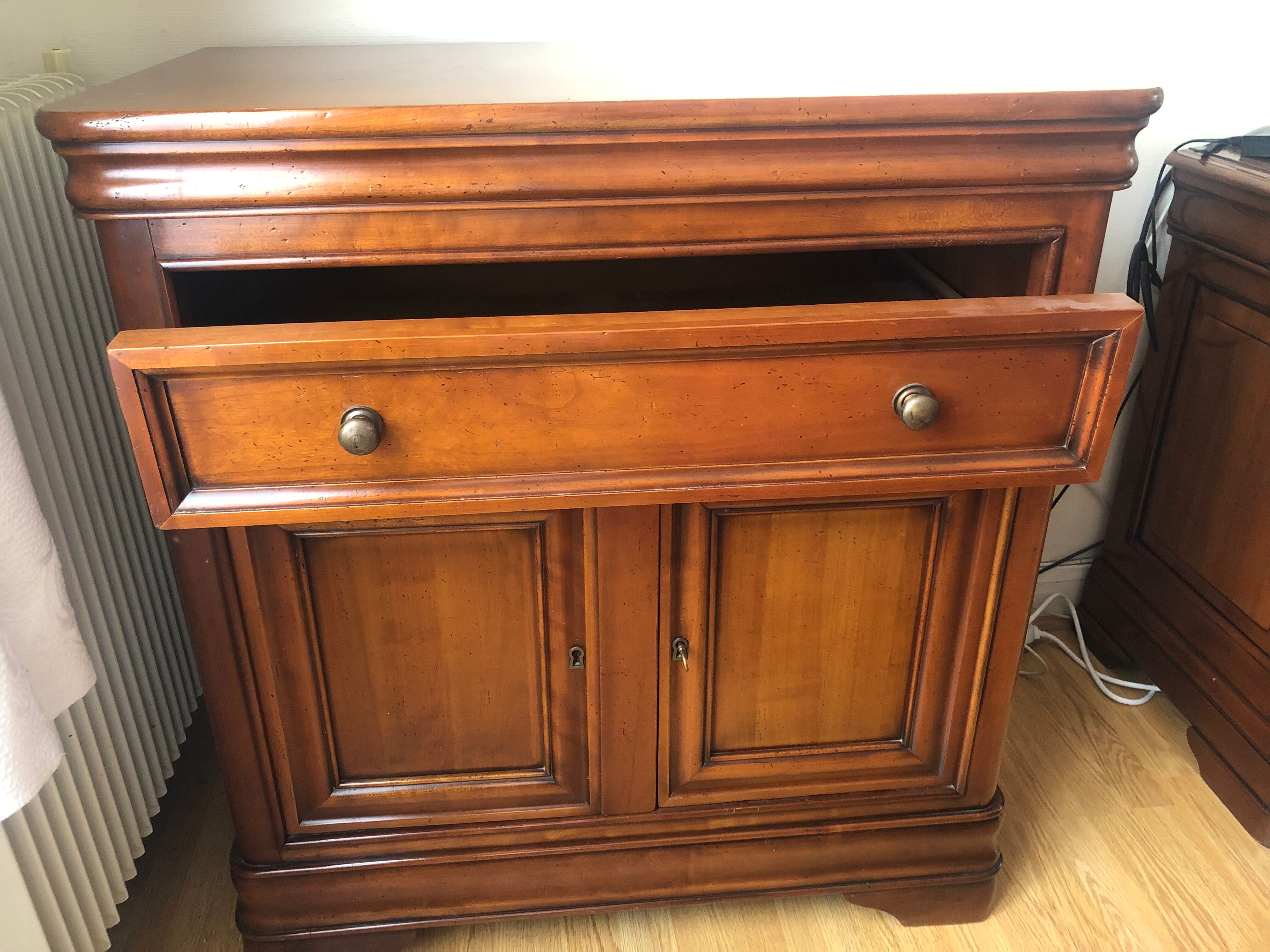 Solid cherry TV stand made in France