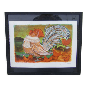 Lithographie coq de Pierre