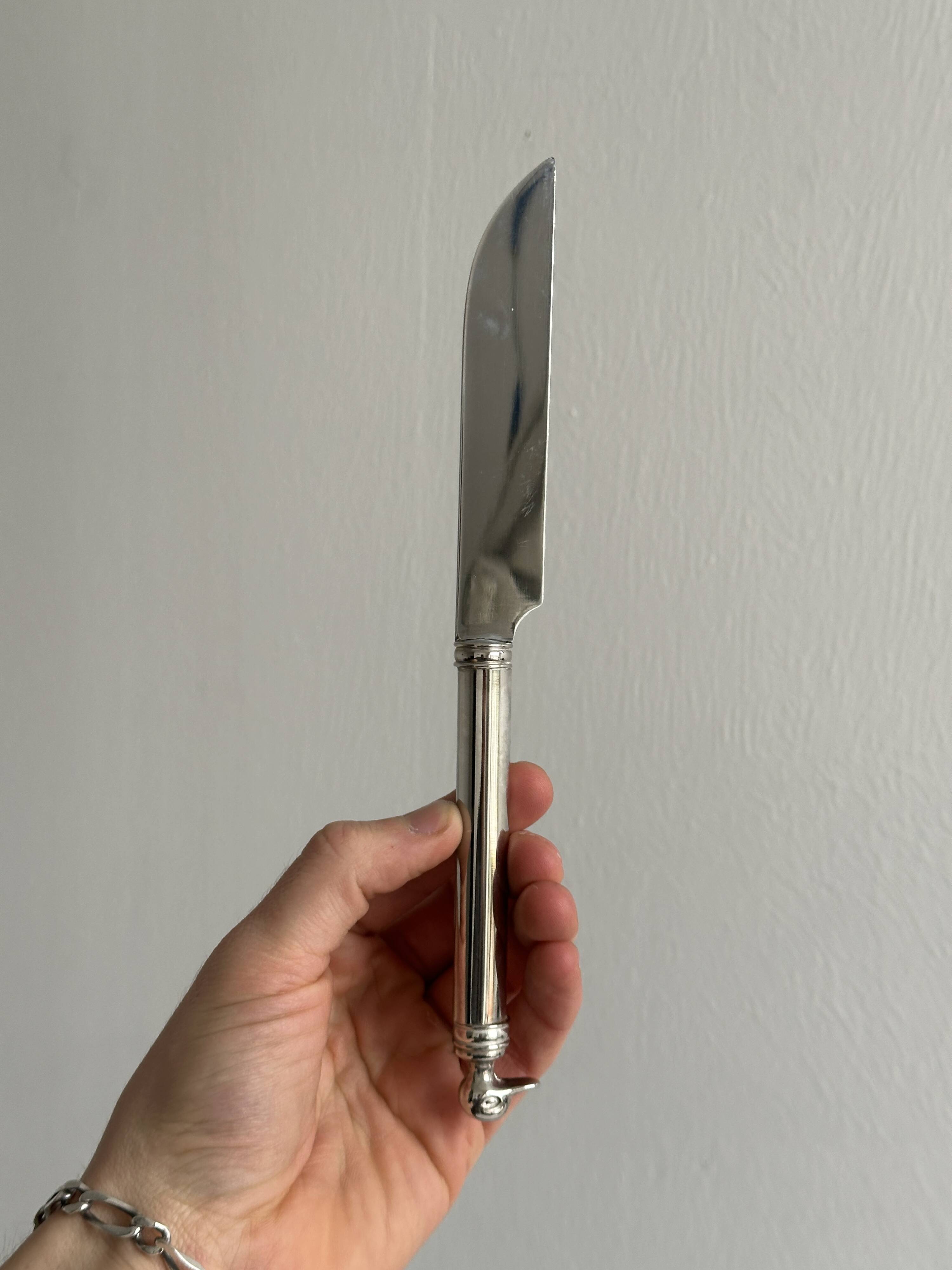 Stainless steel foie gras knife, duck decor handle