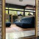 Pearled fireplace mirror 162.5/107.5cm gilded with gold leaf, fireplace trumeau, mirror.