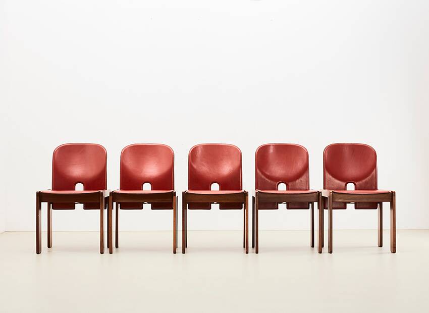 Tobia & Afra Scarpa Set of 5 Model 121 Dining Chairs for Cassina Italy 1965