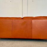 Canapé en cuir cognac vintage rétro pour 3 personnes danois