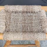 Pair of brutalist seagrass stools/20th century design/sofa end