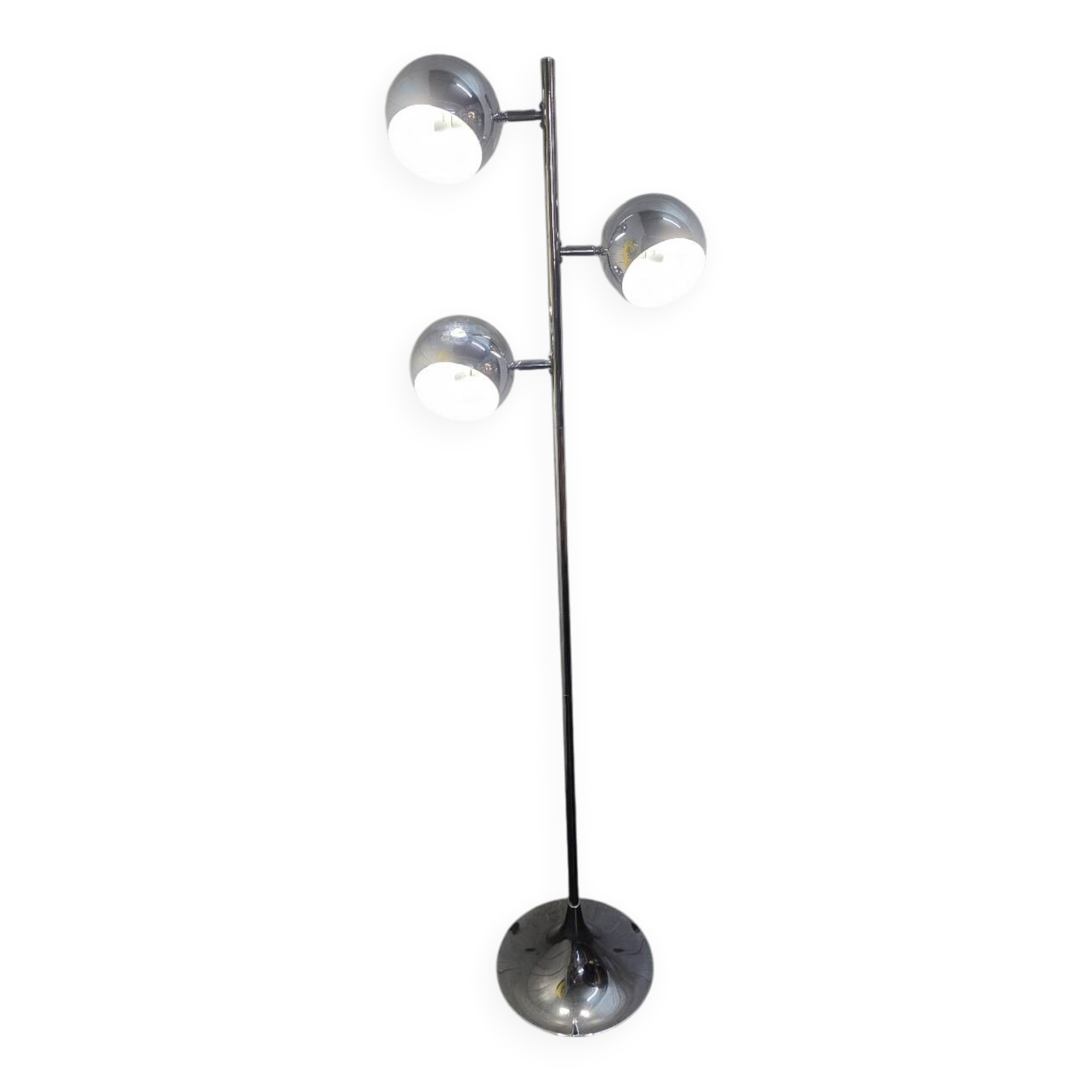 Vintage eyeball floor lamp in chrome metal with tulip base