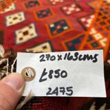 Vintage Persian Qasgai Kilim 270x163 cm Wool Kelim Rug Large Red, Black, Colorful