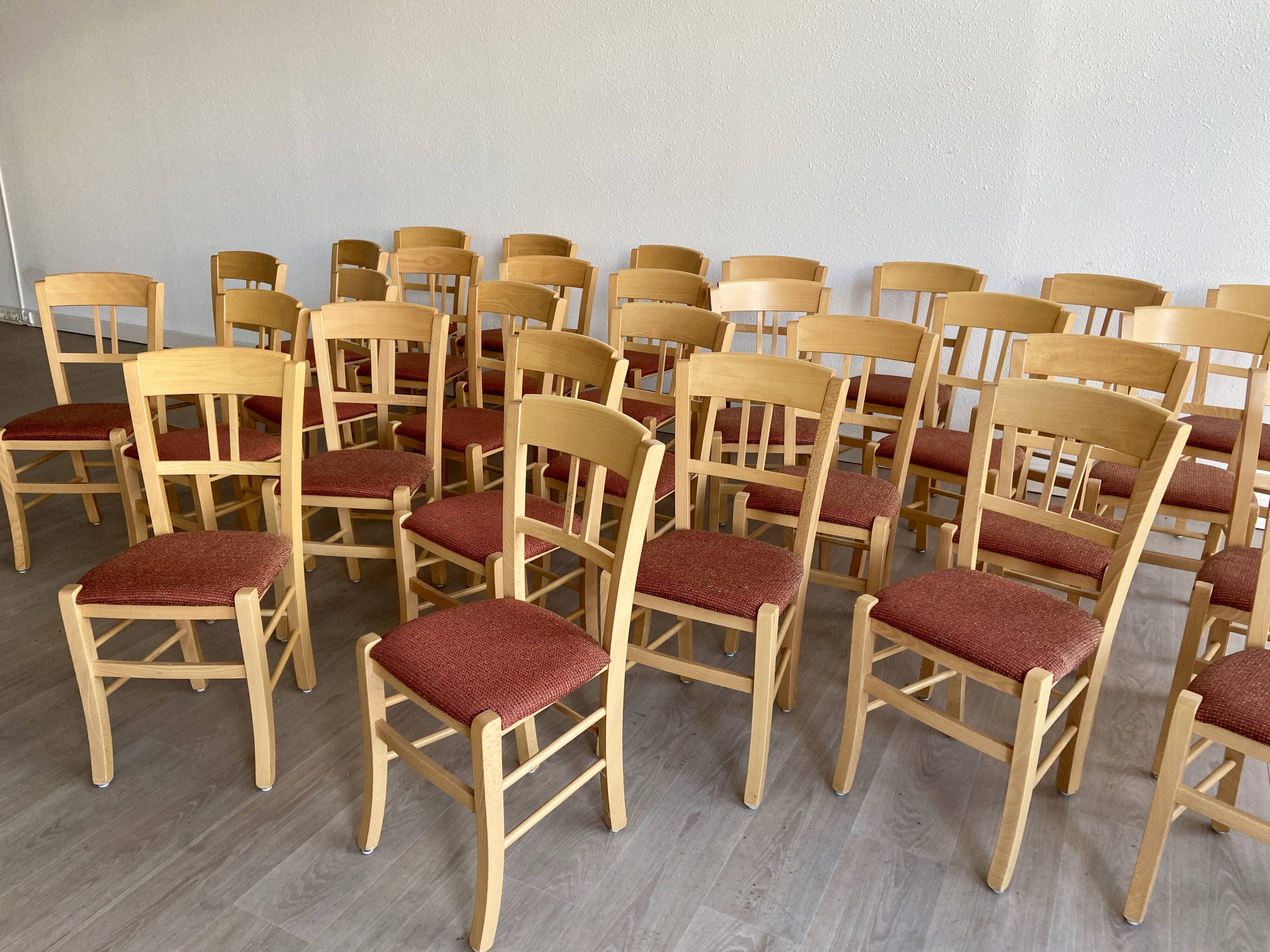 Set of 30 bistro restaurant chairs in beech wood