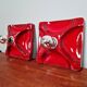Pair of Space Age wall sconces in red ceramic, 1970.