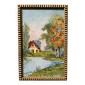 Small landscape painting with golden frame