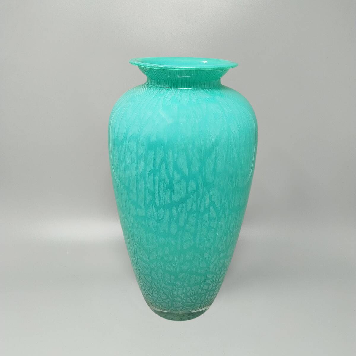 1970s Exquisited Handcrafted Green Vase by V.A.M. in Murano Glass. Made in