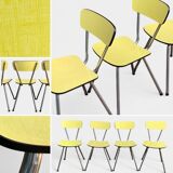 Chaises Formica jaune  pieds compas 1950