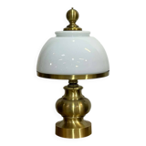 1980s lamp in brass and white opaline