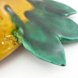Yellow and green ceramic salad - pineapple-shaped barbotine - Vallauris France - vintage 60s