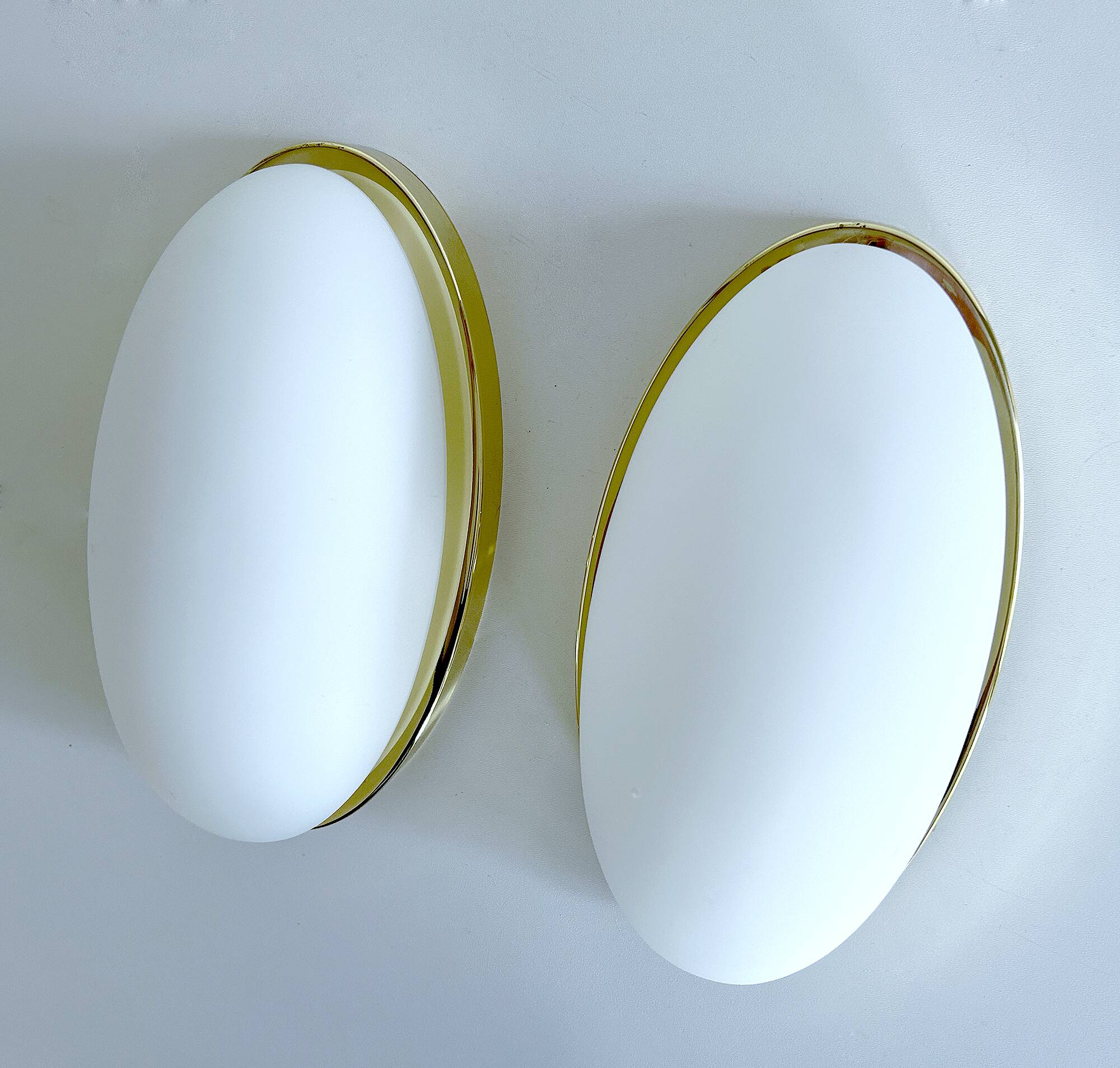 Pair of Vintage Limbourg Wall Lights, Brass Glass