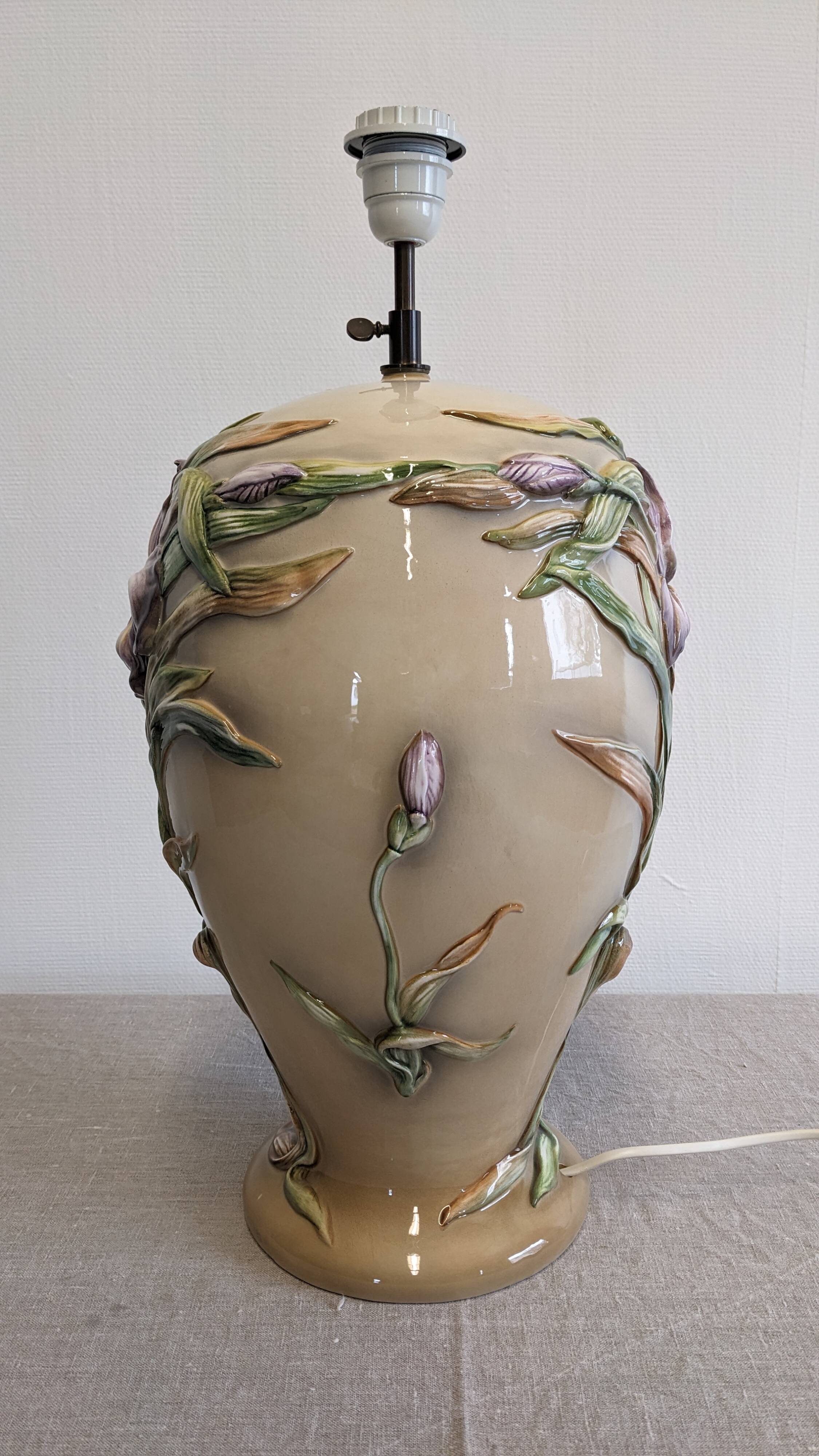 XL lamp base in earthenware from Maison Chaumette, France circa 1980.