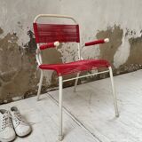 Vintage red scoubidou children's chair