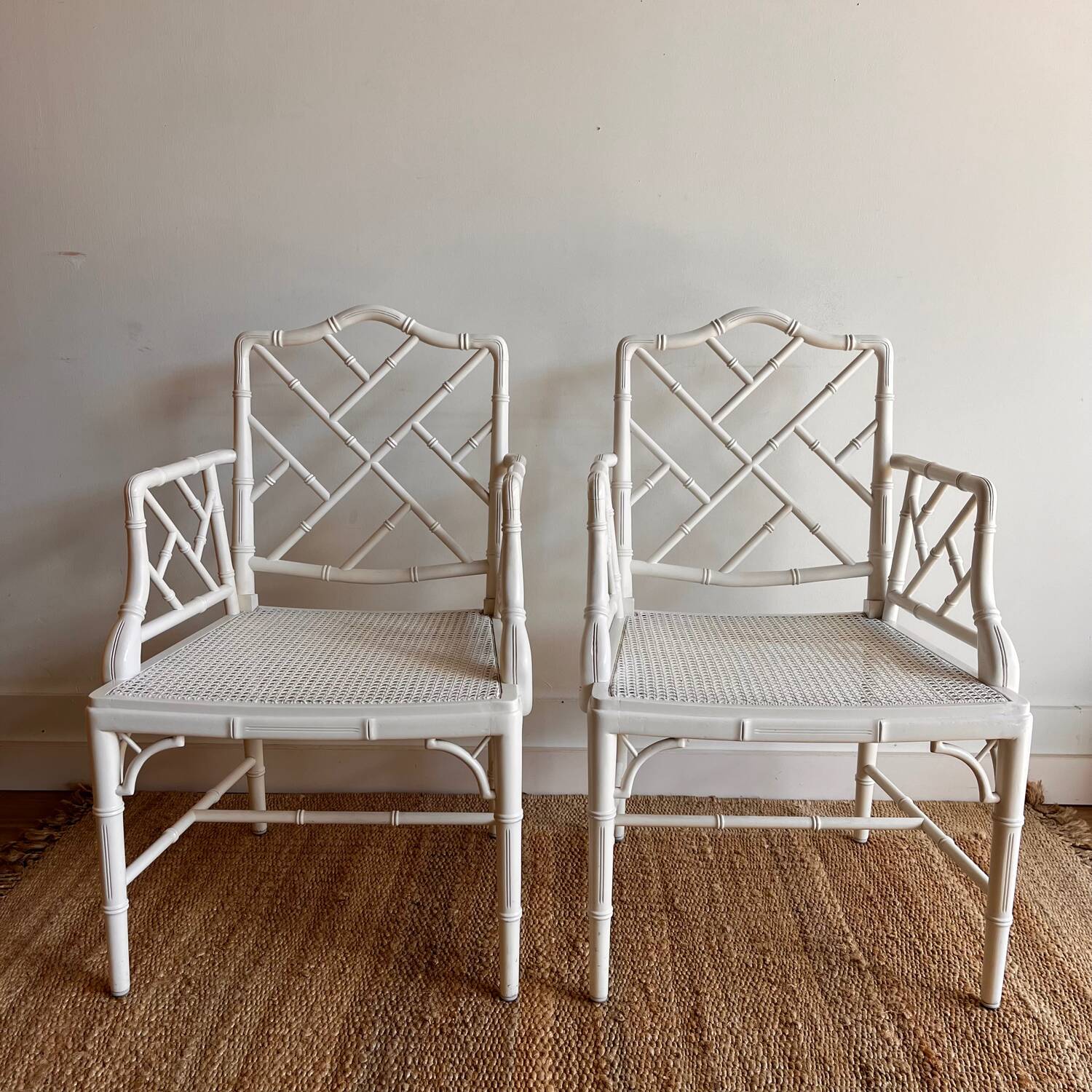 2  chairs  Faux Bamboo Jonathan Adler