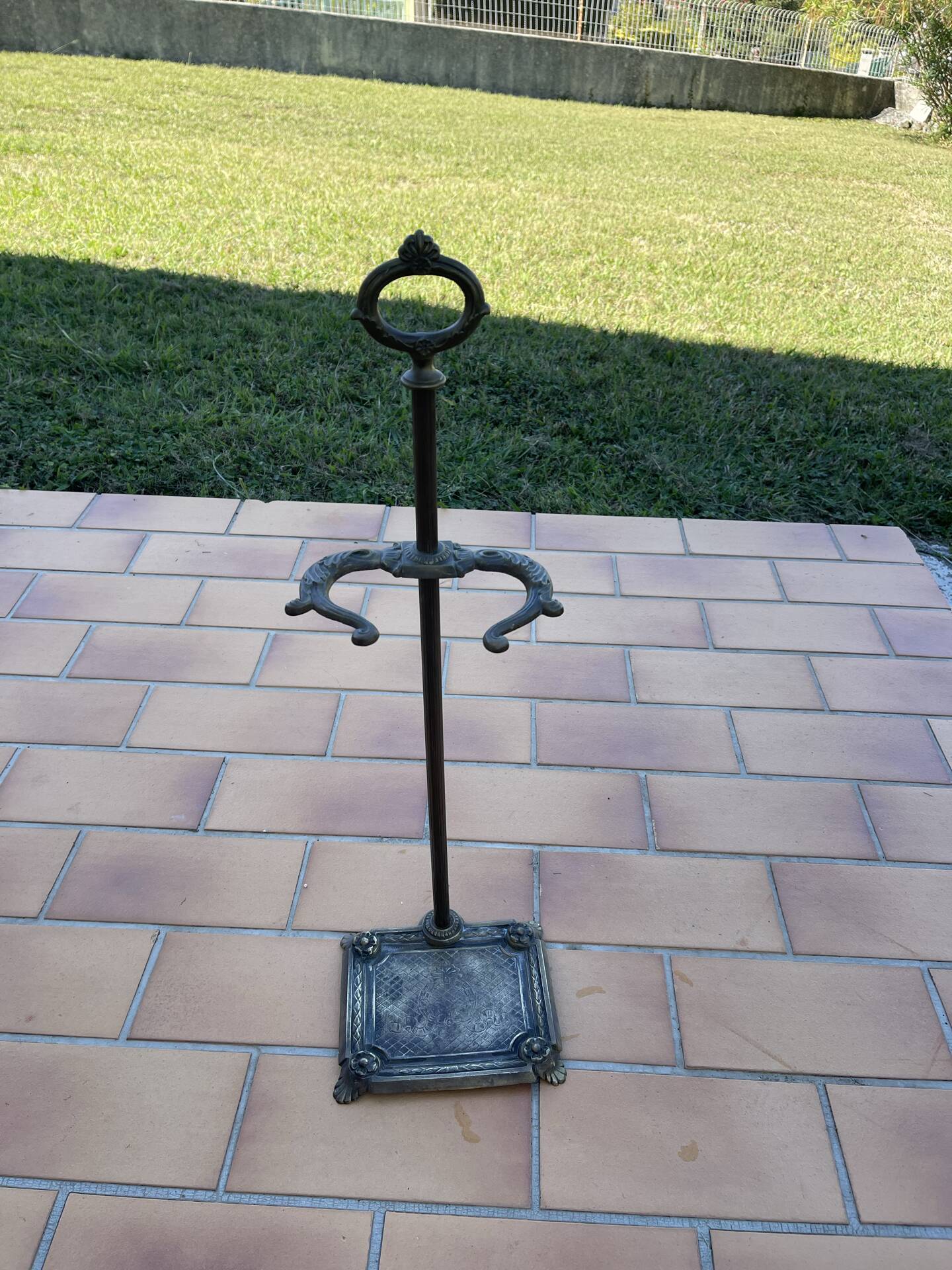 Vintage brass umbrella stand, walking stick holder
