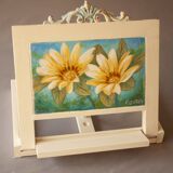 Wooden lectern with hand-painted flowers. easel. book stand.