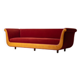 Sofa 'Primafila' en velours rouge par Molteni