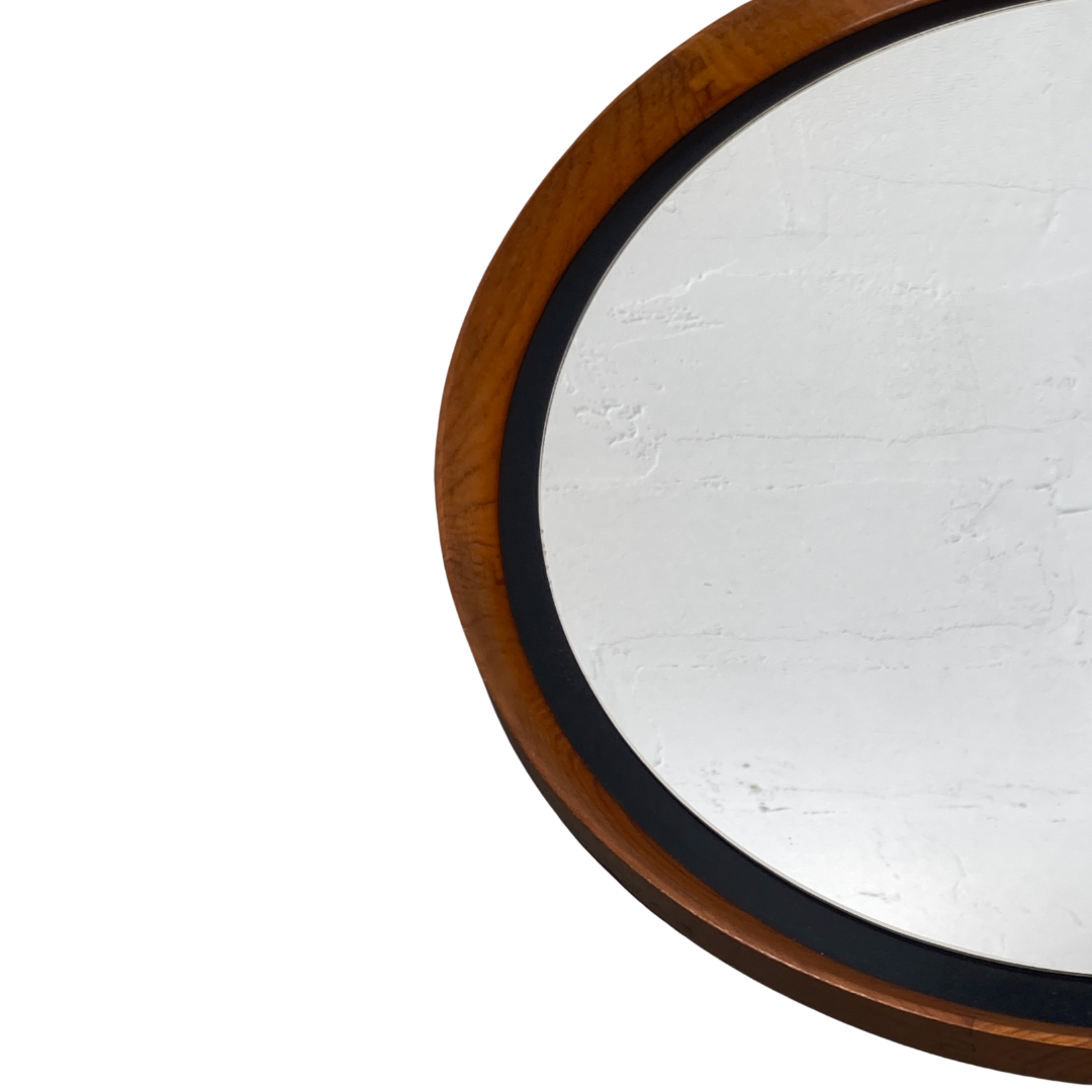 Mid-Century Teak Swedish Mirror by Uno & Östen Kristiansson for Luxus 50cm