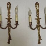 Pair French Antique Empire Double Eagle Head & Tazzle Appliques Detail 4573