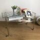 Side table gold vinyl door with wheels eiffel legs and glass checkered top