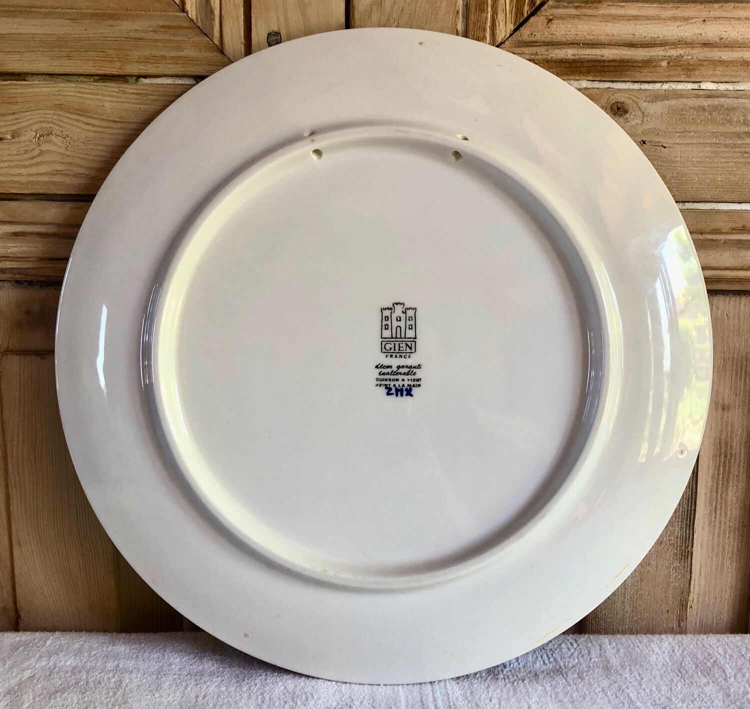 Gien Renaissance cake pie dish blue background 1971/1984