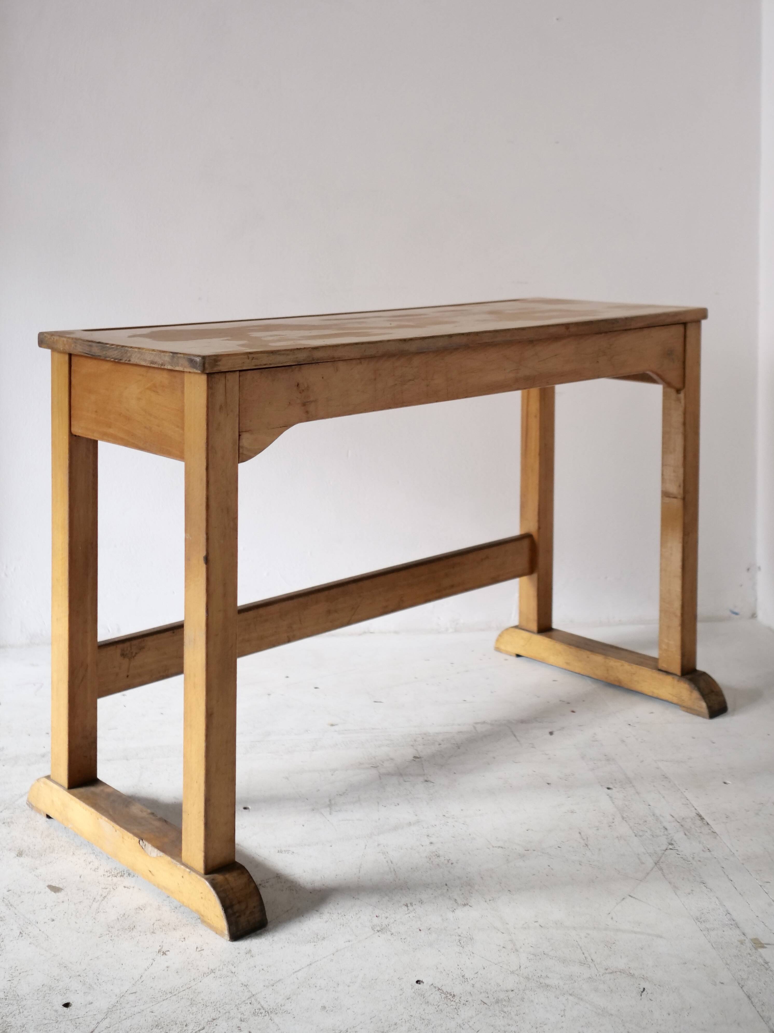 Beech desk or console from around 1930.