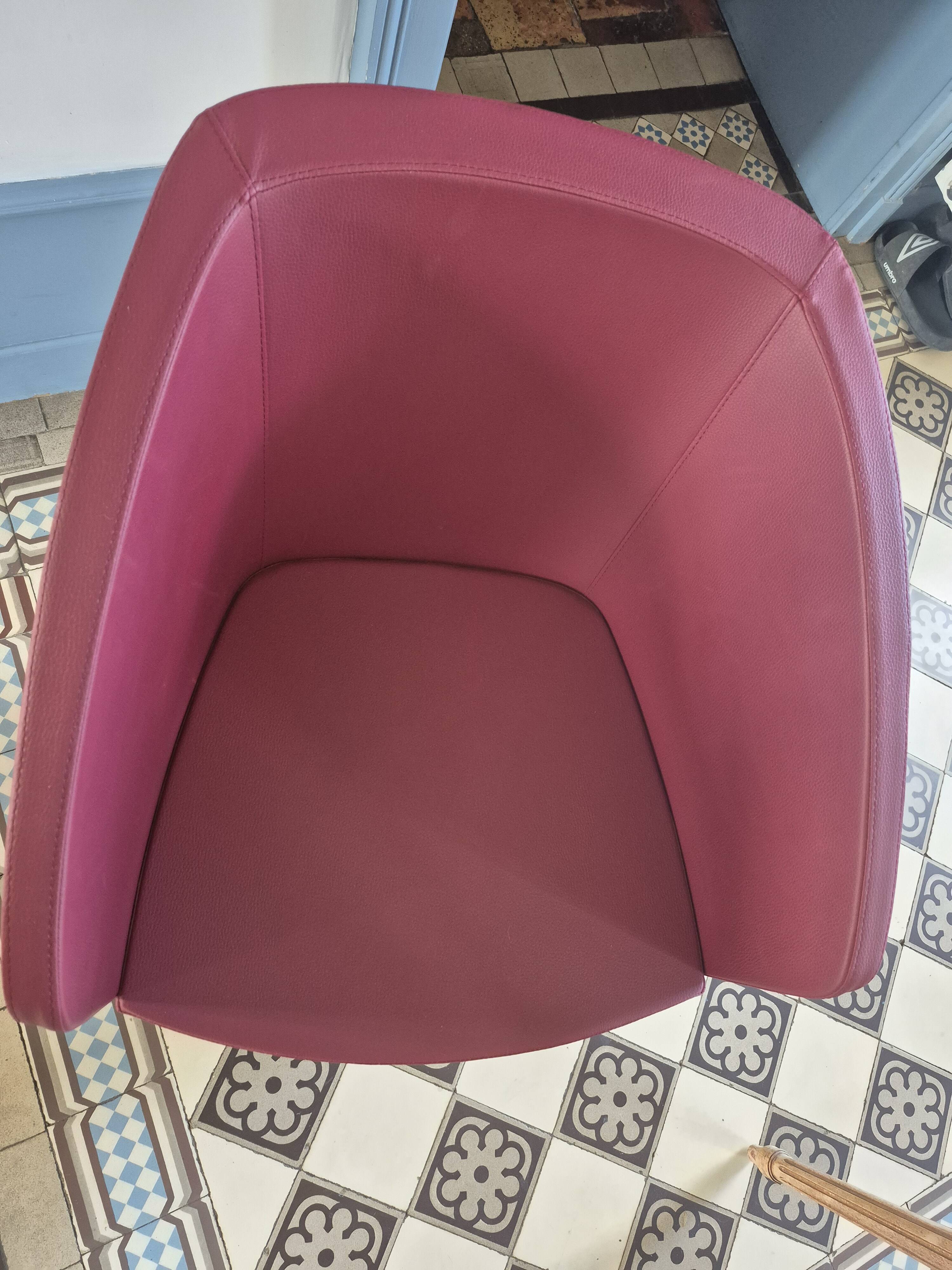4 leather armchairs with chrome legs, design harmony