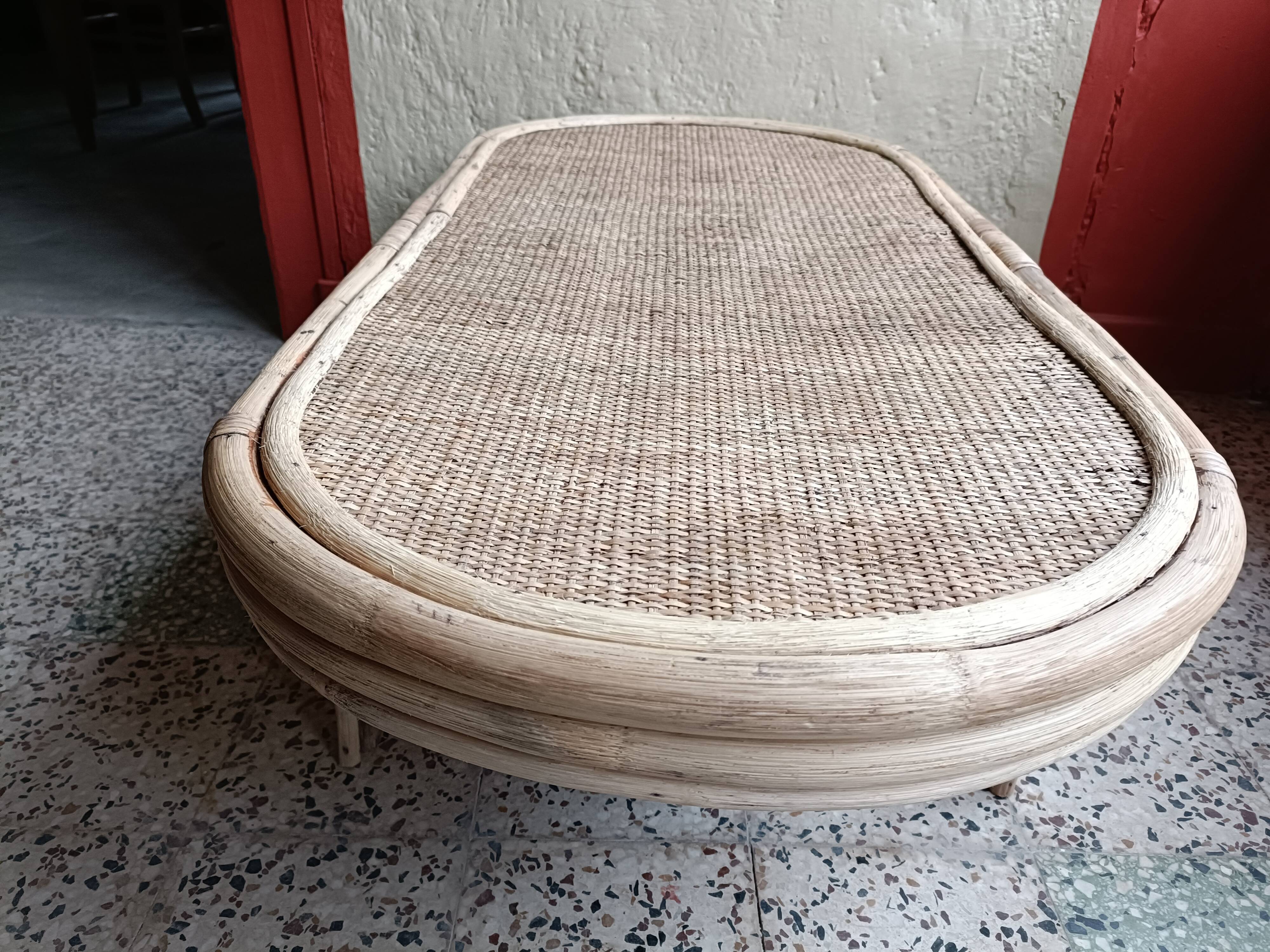 Refurbished rattan coffee table